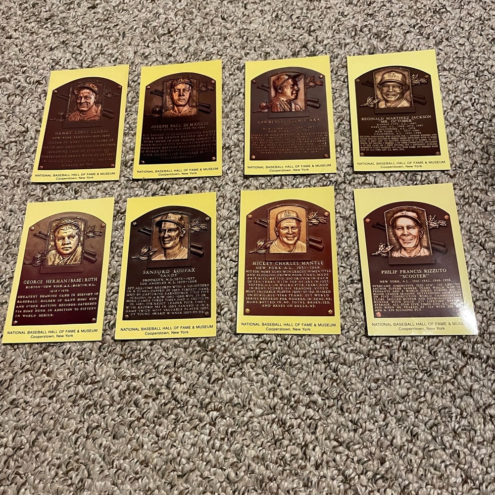 8 Postcards Baseball Hall of Fame Cooperstown NY Plaques